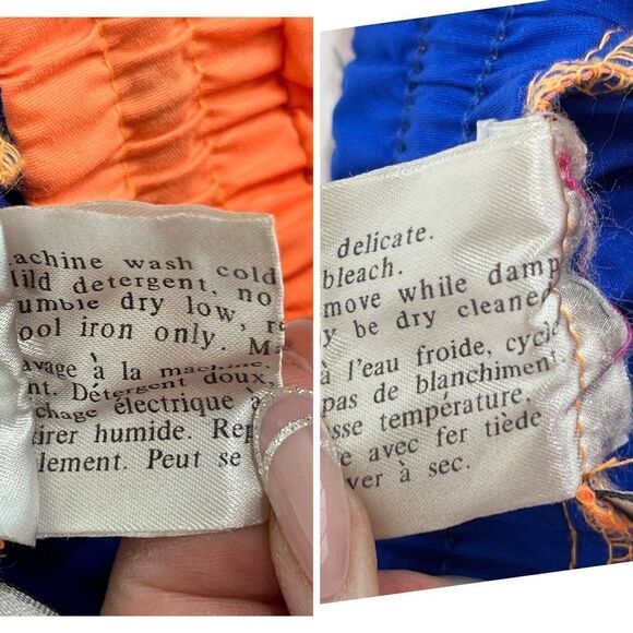 Vintage 80's Windbreaker Pants Neon Peach Nylon Size Small Zipper Cuffs Elastic - Picture 4 of 16